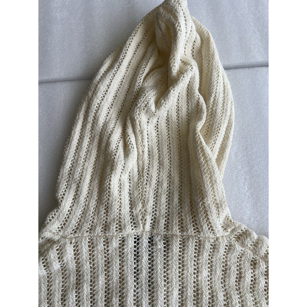 Women’s L Rag & Bone Adrienne Open Knit ivory Zip Hoodie Minimalist Fisherman - Picture 13 of 16